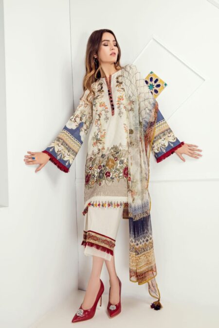 3 Piece Unstitched Embroidered Lawn Suit
