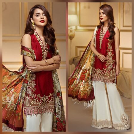 3 Piece Unstitched Embroidered Lawn Suit