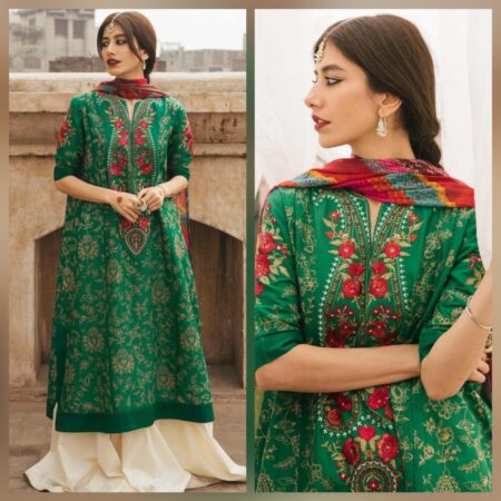 3 Piece Unstitched Embroidered Lawn Suit
