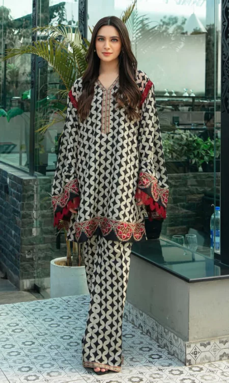 2 Piece Unstitched Self Printed Lawn Suit
