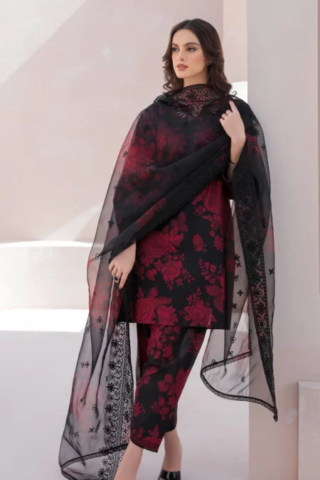 3 Piece Unstitched Digital Printed Lawn Suit ( Printed Organza Dupatta )