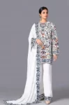3 Piece Unstitched Heavy Embroidered Lawn Suit ( Fully Embroidered Bamber Chiffon Dupatta )