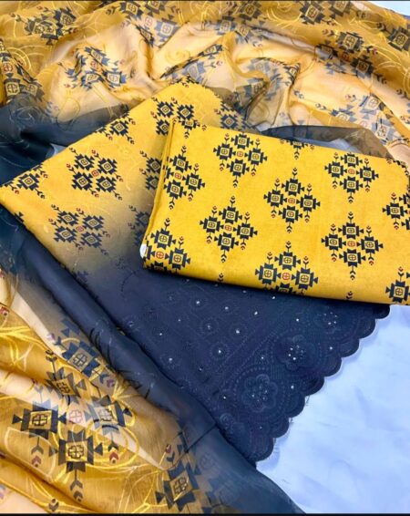 3PC Digital Printed Chikankari Embroidered Lawn Suit