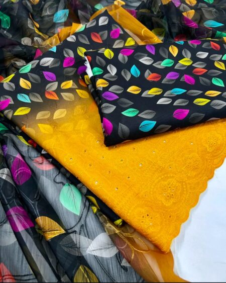 3PC Digital Printed Chikankari Embroidered Lawn Suit