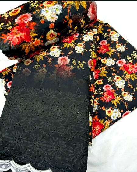 3PC Digital Printed Chikankari Embroidered Lawn Suit