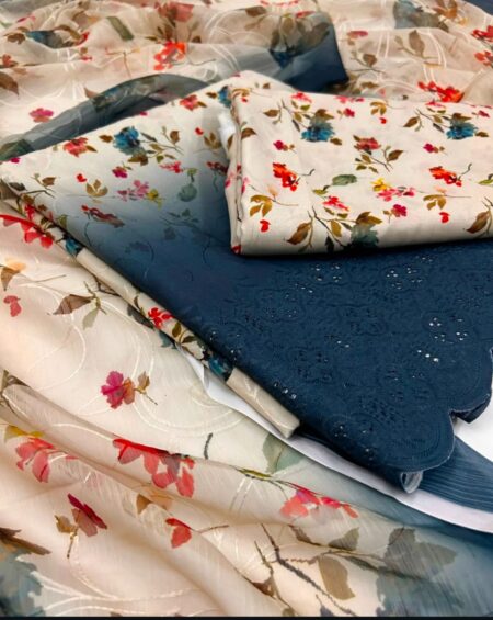 3PC Digital Printed Chikankari Embroidered Lawn Suit